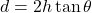  d = 2h \tan \theta 