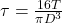\tau = \frac{16T}{\pi D^3}