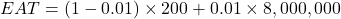  EAT = (1 - 0.01) \times 200 + 0.01 \times 8,000,000 