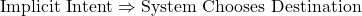 \text{Implicit Intent} \Rightarrow \text{System Chooses Destination}