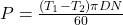 P = \frac{(T_1 - T_2) \pi D N}{60}