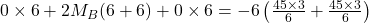  0 \times 6 + 2 M_B (6+6) + 0 \times 6 = -6 \left( \frac{45 \times 3}{6} + \frac{45 \times 3}{6} \right) 