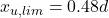  x_{u,lim} = 0.48 d 
