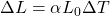  \Delta L = \alpha L_0 \Delta T 