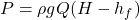  P = \rho g Q (H - h_f) 