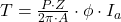  T = \frac{P \cdot Z}{2 \pi \cdot A} \cdot \phi \cdot I_a 