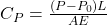 C_P = \frac{(P - P_0)L}{AE}