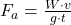  F_a = \frac{W \cdot v}{g \cdot t} 