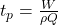  t_p = \frac{W}{\rho Q} 