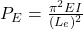 P_E = \frac{\pi^2 E I}{(L_e)^2}