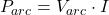  P_{arc} = V_{arc} \cdot I 