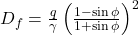  D_f = \frac{q}{\gamma} \left( \frac{1 - \sin\phi}{1 + \sin\phi} \right)^2 