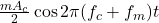  \frac{m A_c}{2} \cos 2 \pi (f_c + f_m) t 