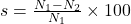 s = \frac{N_1 - N_2}{N_1} \times 100