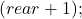  (rear + 1) ; % ; N = front 