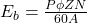  E_b = \frac{P \phi Z N}{60 A} 