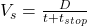  V_s = \frac{D}{t + t_{stop}} 