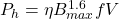 P_{h} = \eta B_{max}^{1.6} f V