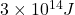  3 \times 10^{14} J 