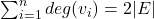 \sum_{i=1}^{n} deg(v_i) = 2|E| 