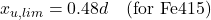  x_{u,lim} = 0.48 d \quad (\text{for Fe415}) 