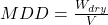  MDD = \frac{W_{dry}}{V} 