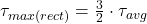  \tau_{max(rect)} = \frac{3}{2} \cdot \tau_{avg} 
