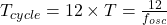 T_{cycle} = 12 \times T = \frac{12}{f_{osc}} 